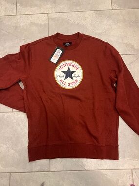 Converse Men's Rust Red Crewneck Sweatshirt with All Star Logo